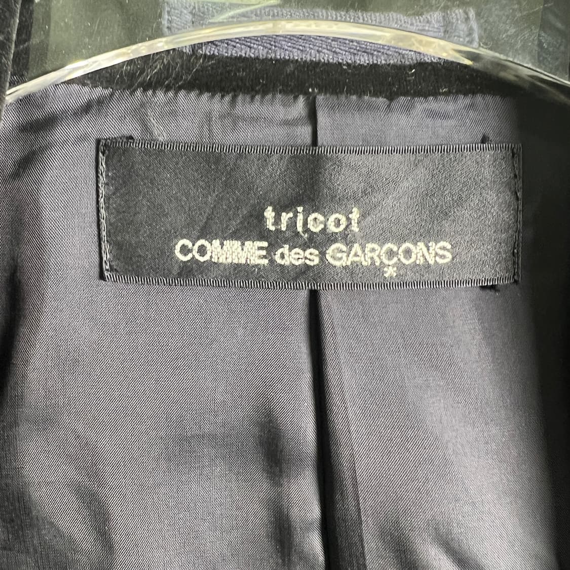 꼼데가르송 트리콧 네이비 벨티드 테일러드 크롭 자켓  상품이미지3