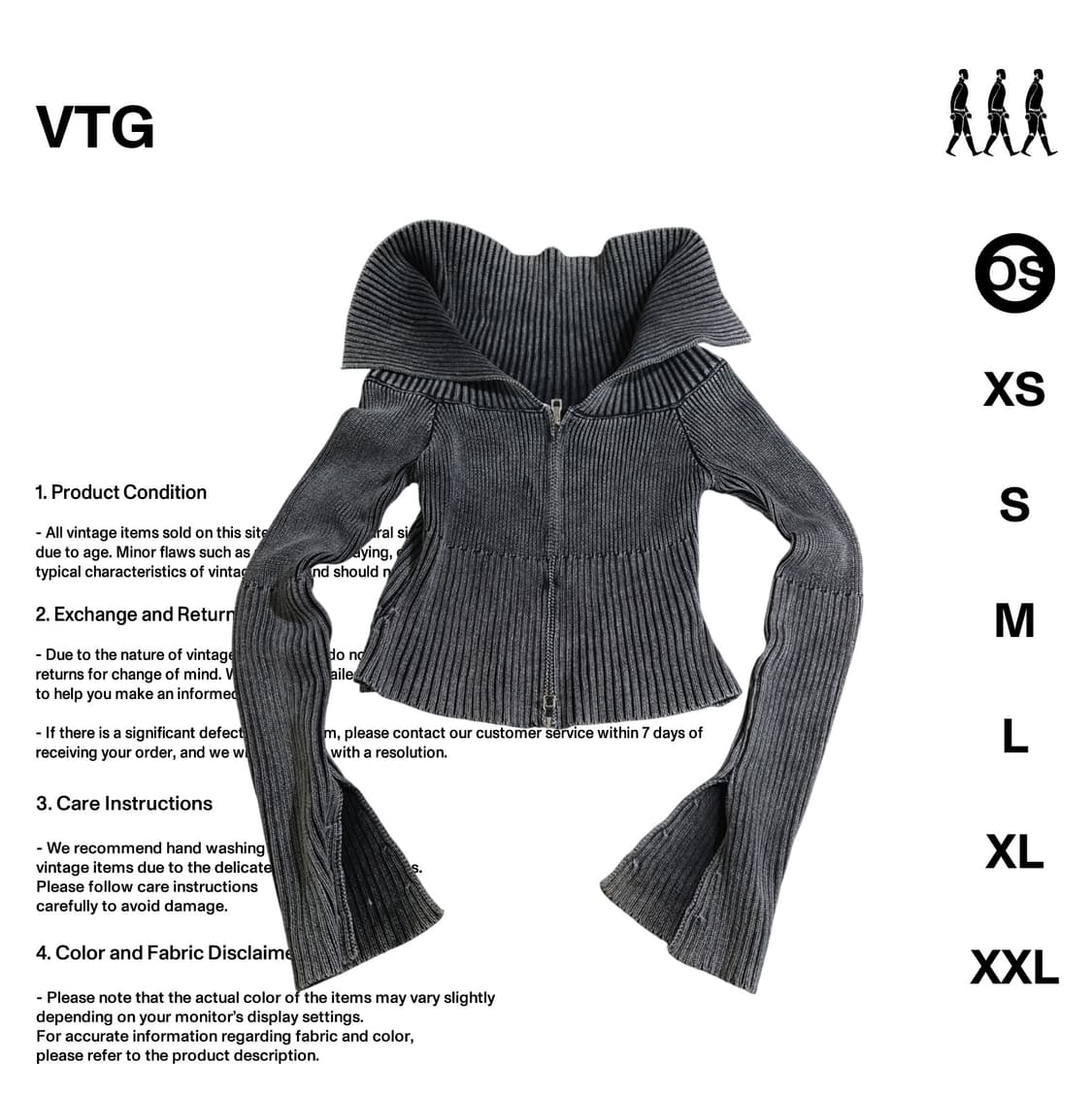 일본 빈티지 니트 크롭 집업 OS 사이즈 상품이미지1