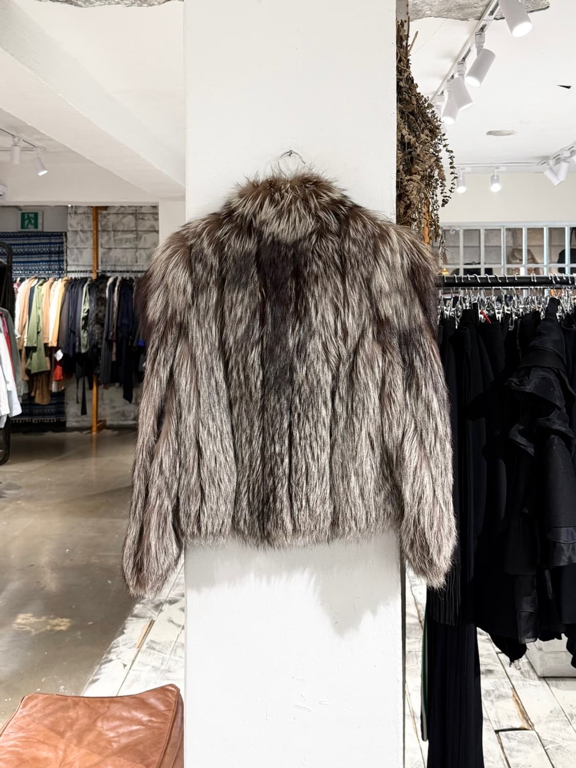 빈티지 실버 브라운 믹스 롱헤어 퍼 자켓 상품이미지6