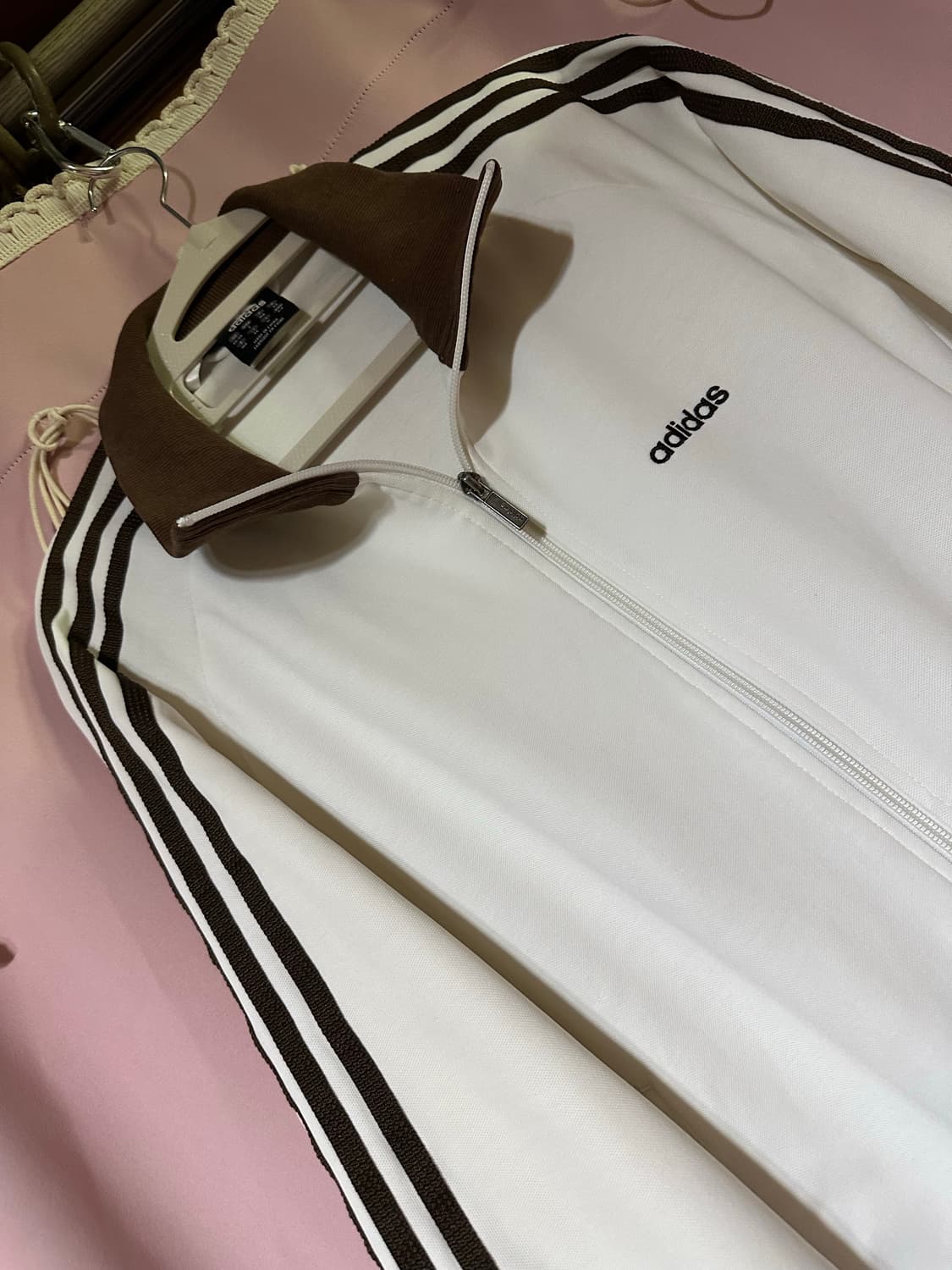 아디다스져지 아디다스 베켄바우어 화이트 브라운 대장 희귀 트랙탑 집업 상품이미지2