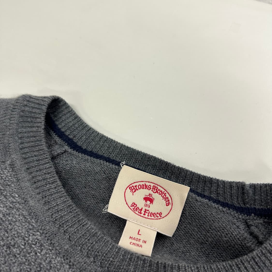L 브룩스브라더스 그레이 메리노울 라운드 니트 상품이미지2