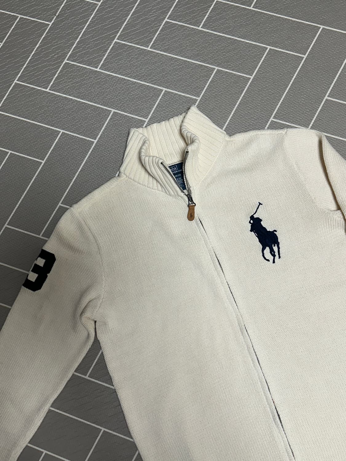 폴로 빅포니 니트집업 아이보리 상품이미지2