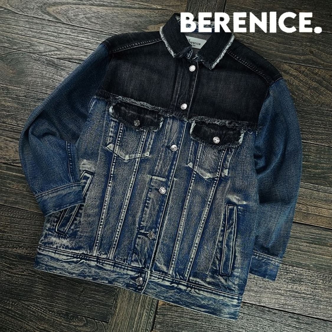 [베르니스] 19 S/S 빈티지 가공 투톤 오버핏 데님 자켓 P01541 상품이미지1