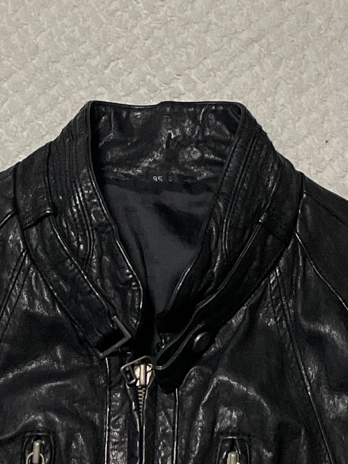 광희시장 웨스턴 무드 램스킨 양가죽 절개 레더 자켓 상품이미지4