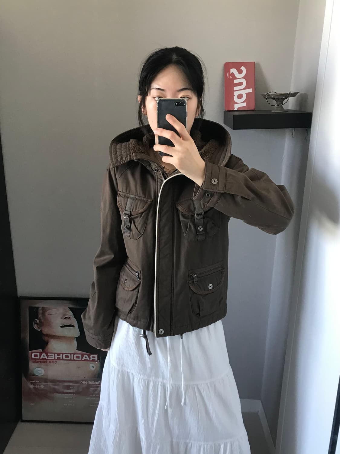 푸부 올드스쿨 포켓 브라운 누빔 후드 자켓 상품이미지4