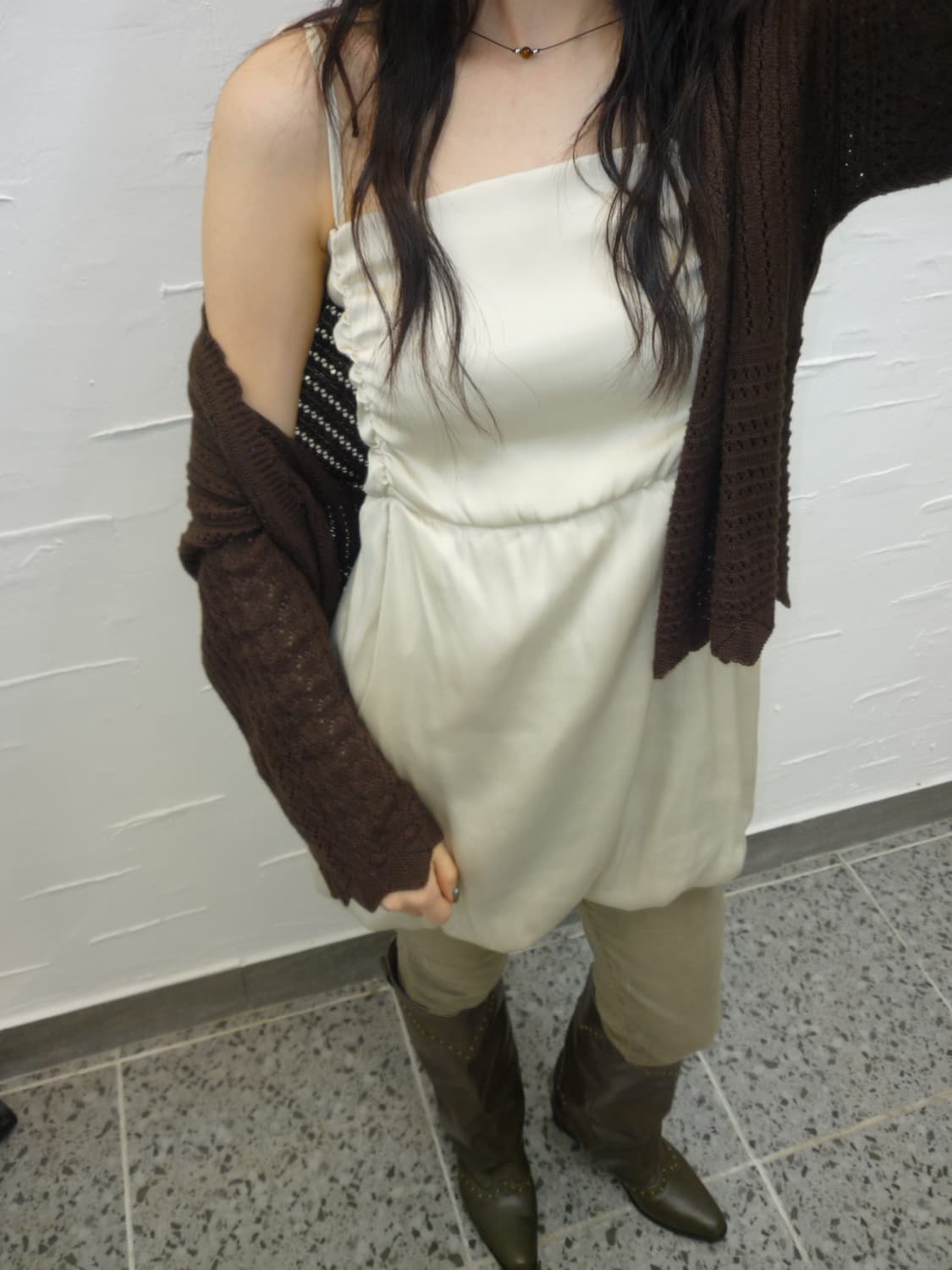 딥브라운 오픈 가디건 상품이미지1