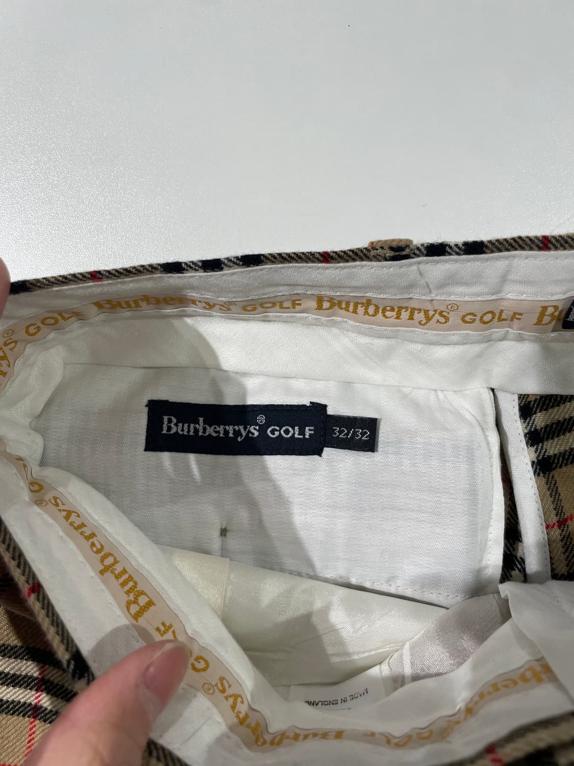 버버리 골프 베이지 폴드 햄 노바체크 울 트라우저 상품이미지7