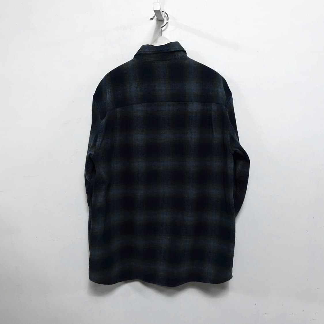 [L] UNIQLO 유니클로 블루 블랙 체크 플란넬 셔츠 상품이미지5