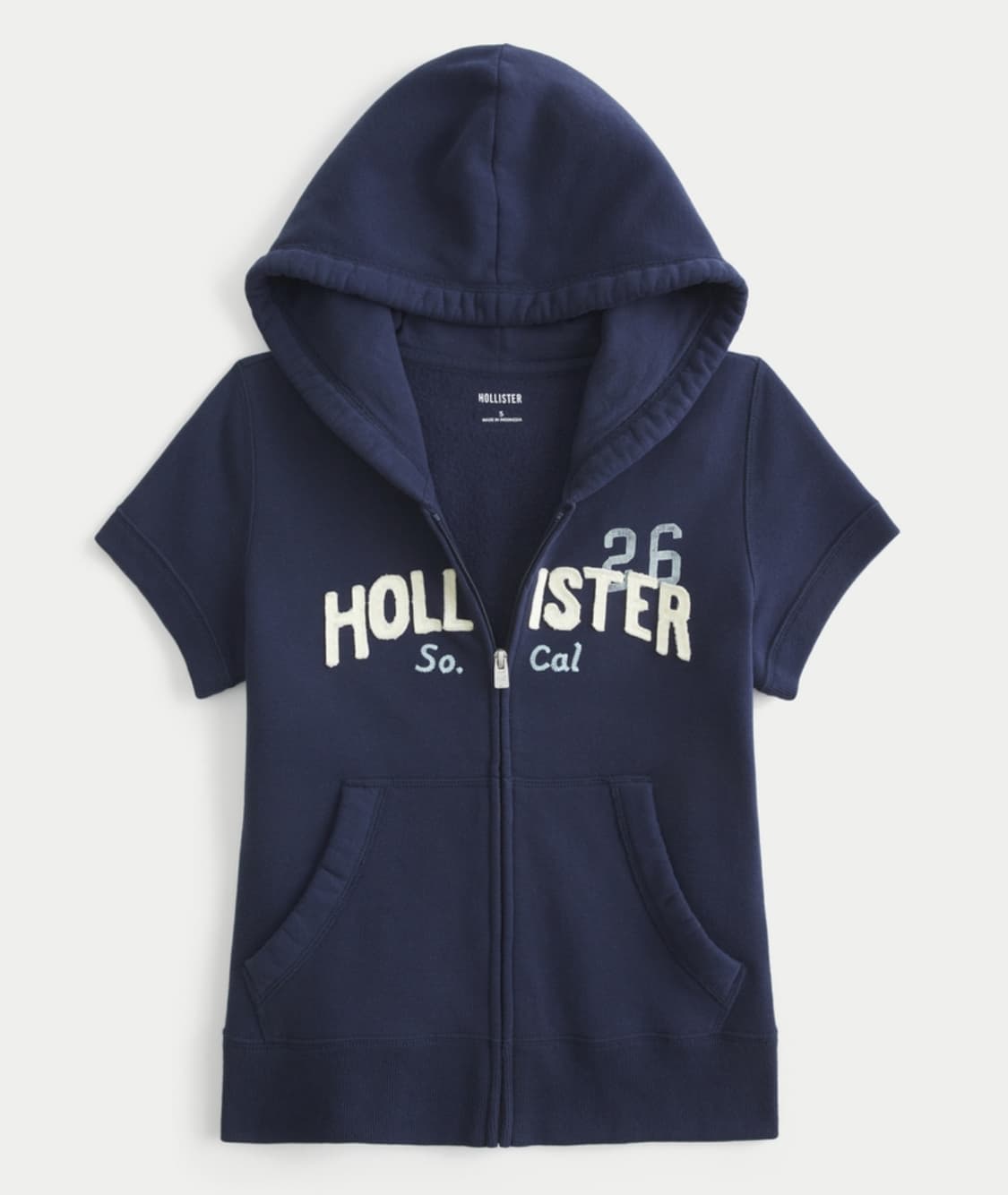 (택포) 홀리스터 필 굿 숏 슬리브 로고 그래픽 후디 네이비 상품이미지1