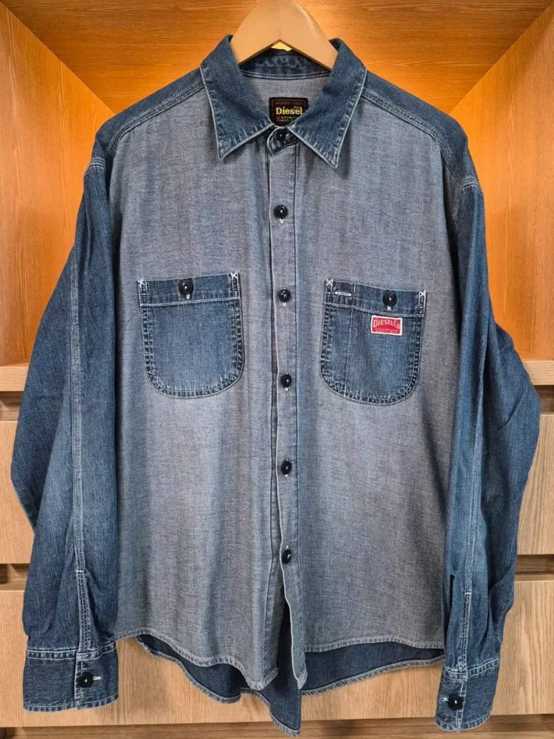 90s Italy DIESEL Denim Work Shirt (XL) 상품이미지1