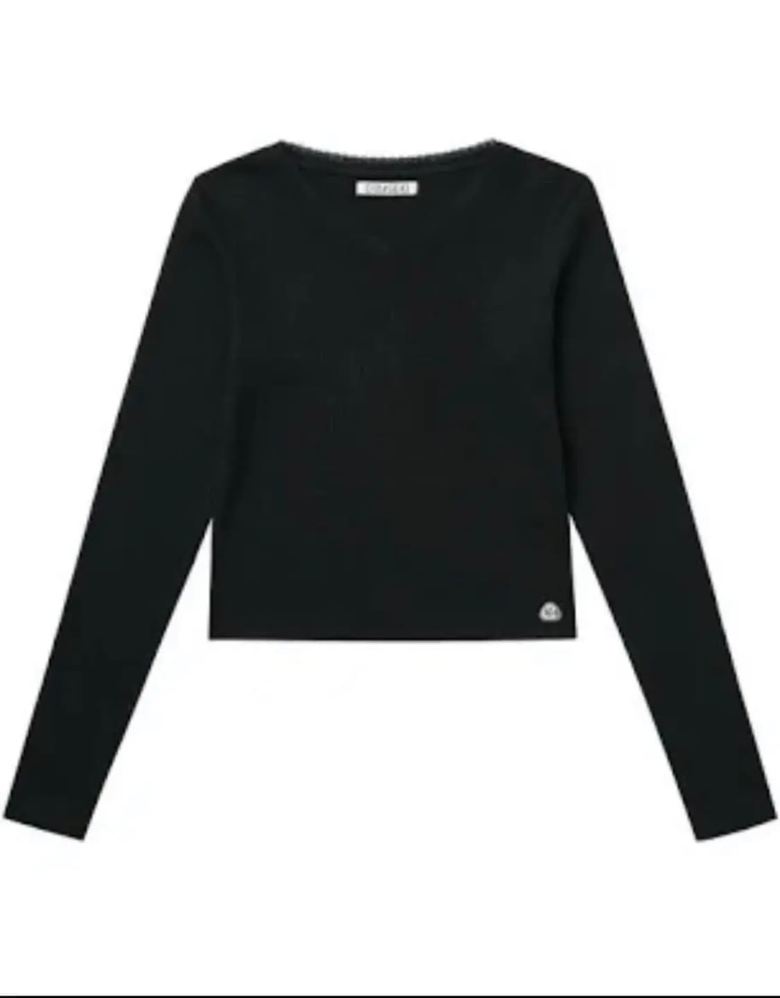 코이세이오 레이스 와플 롱슬리브 블랙 상품이미지1