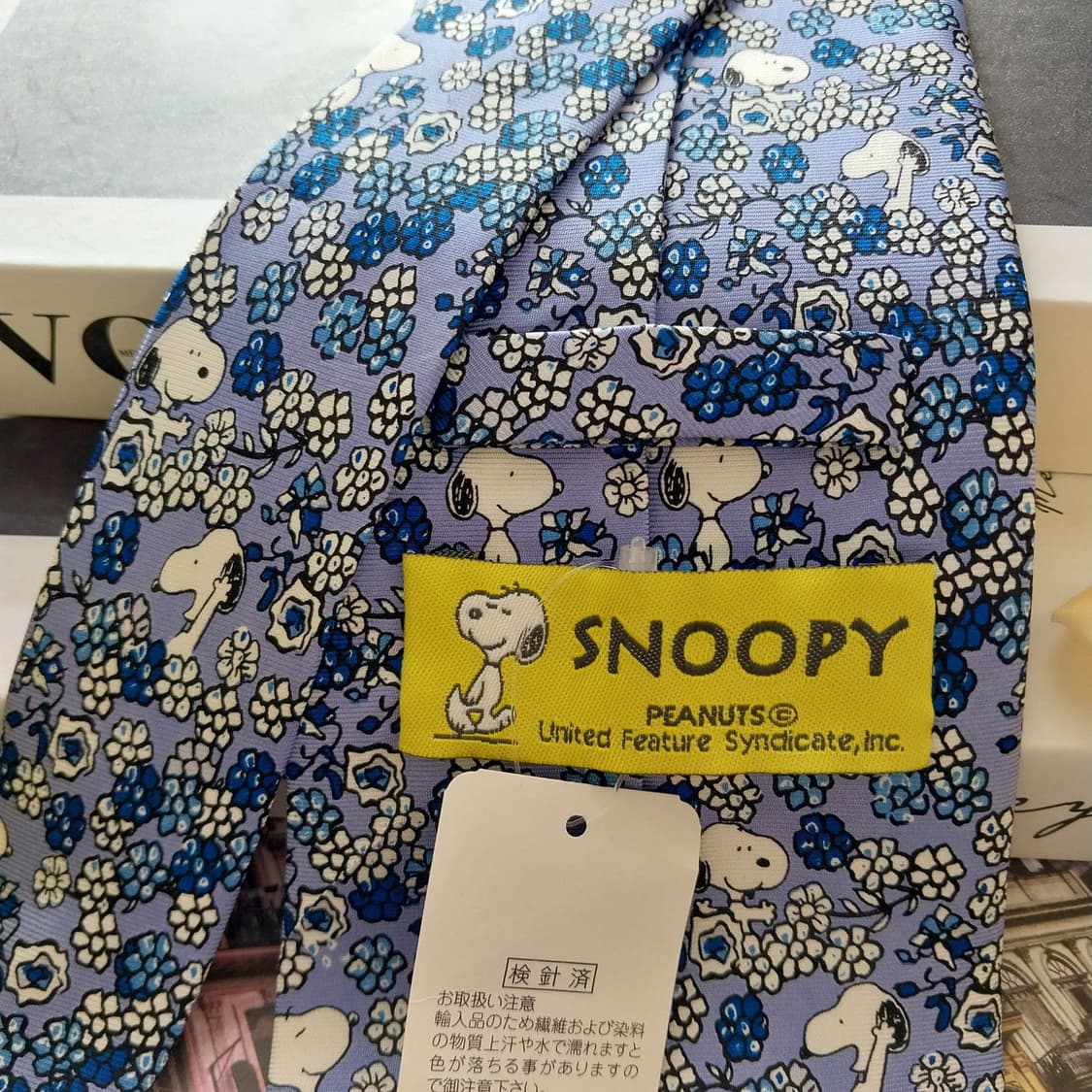 스누피 피넛츠 실크 블루 플라워 넥타이 9.7cm 새상품 K1309 
 상품이미지6