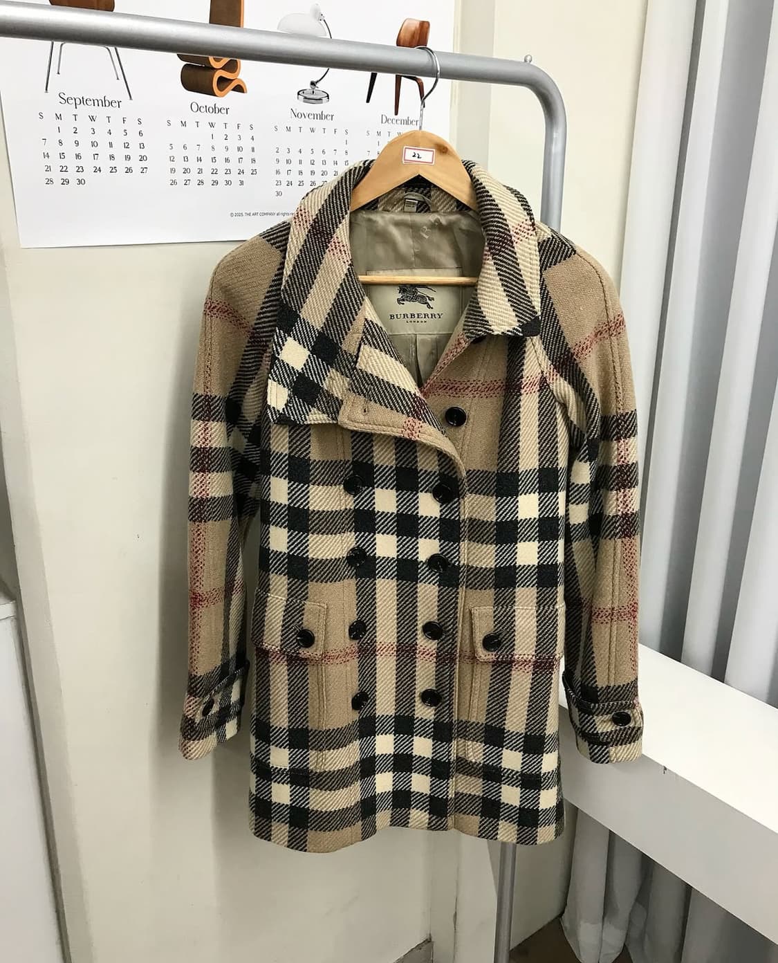 버버리 노바체크 울 더블 코트 상품이미지1