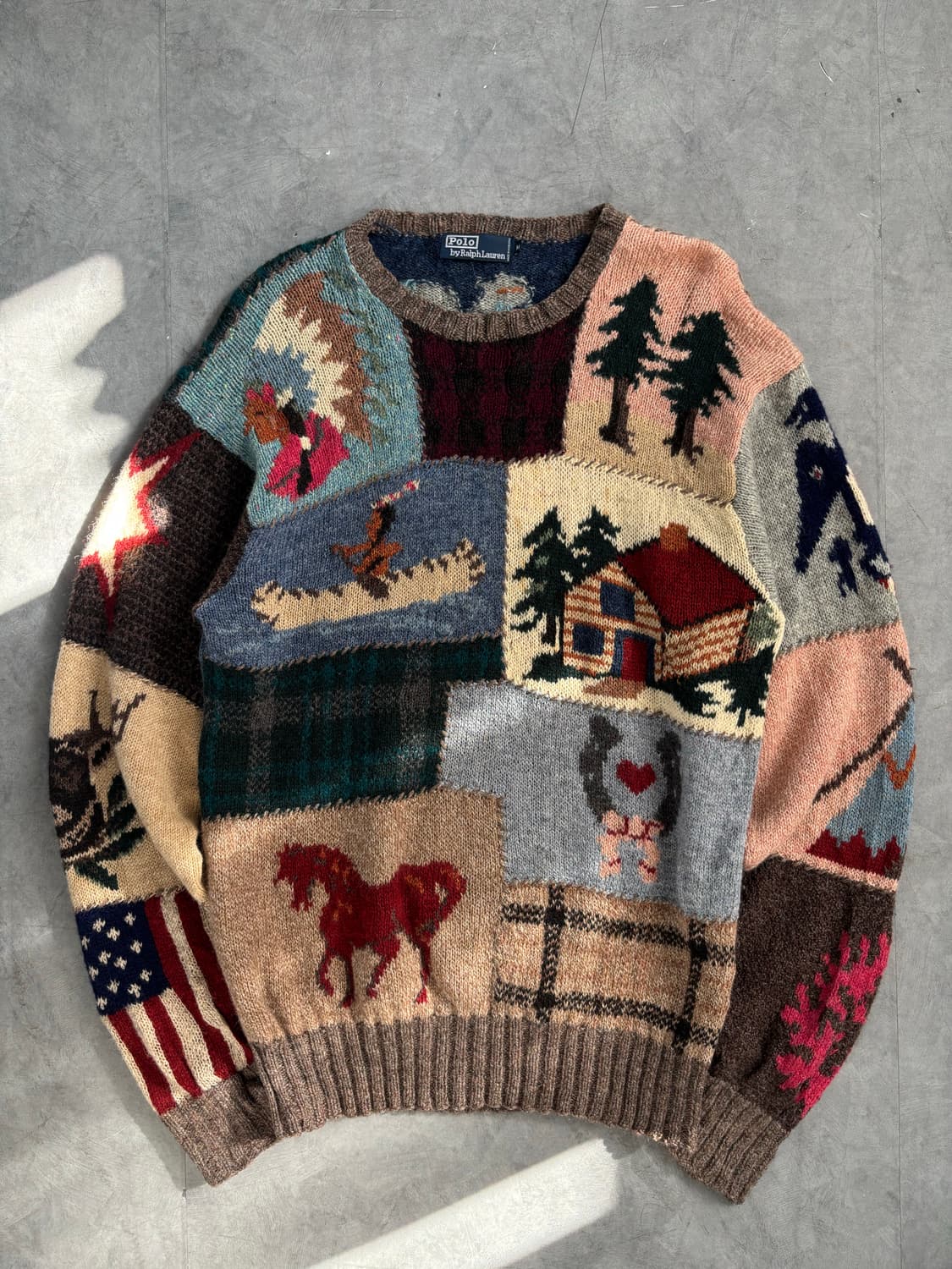 폴로랄프로렌 90‘s 플래그 패치워크 니트 상품이미지4