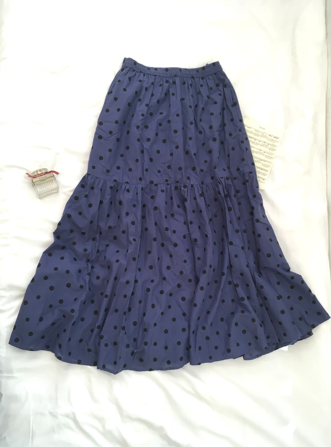 jpn vintage blue navy dot long skirt 상품이미지1