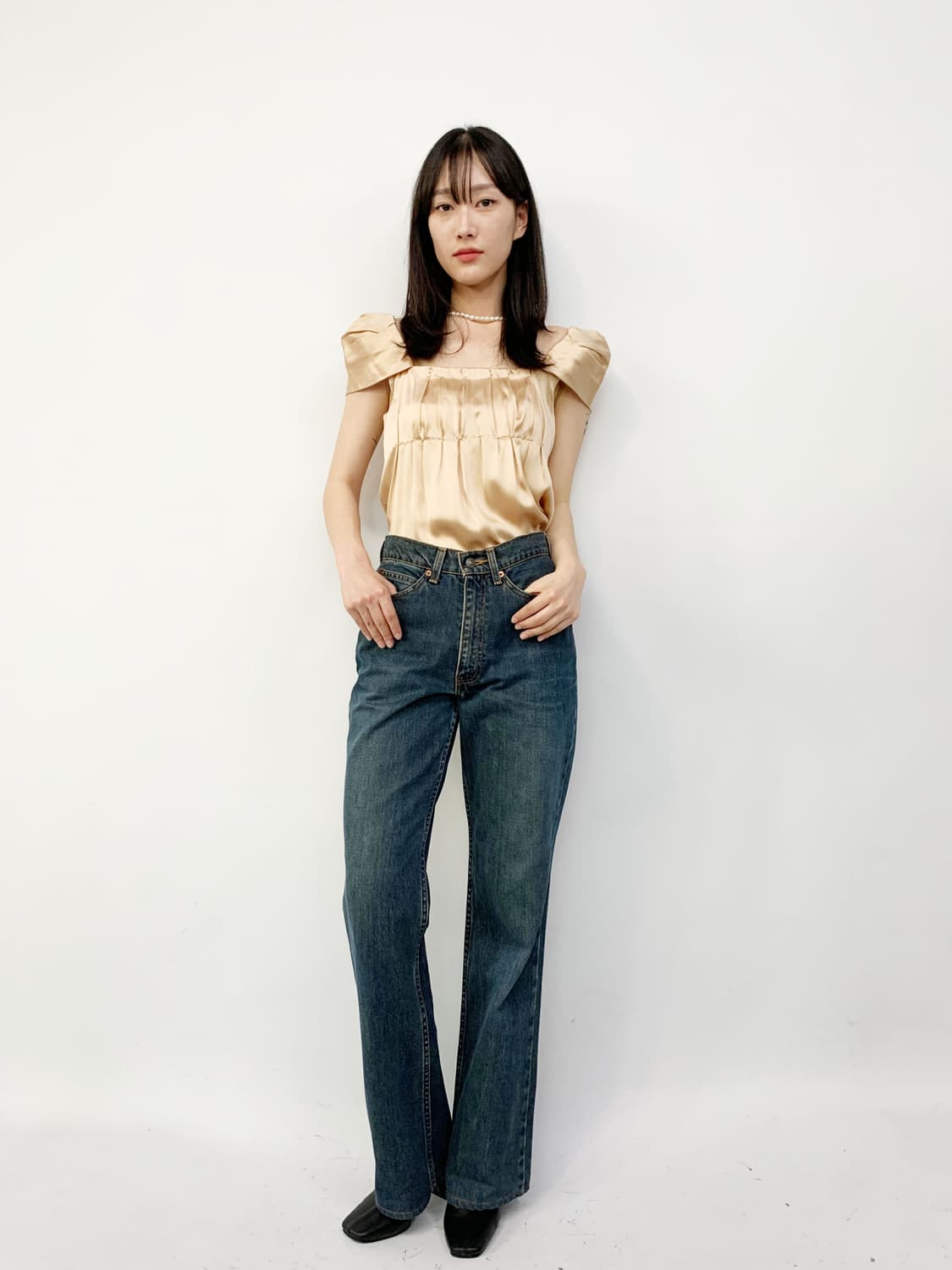 미우미우 실크 반팔 블라우스 상품이미지2