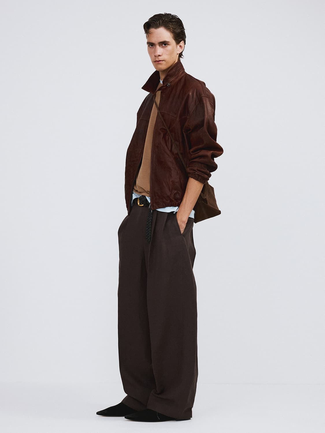 렉토 26SS 빈티지 이펙트 레더 점퍼 레드 브라운 상품이미지4