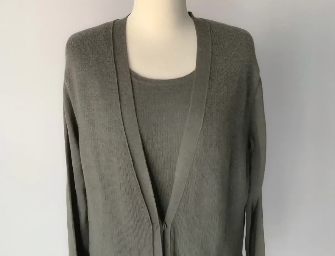 타임 포스트모던 실크배색 롱 니트 가디건 원피스 세트 상품이미지4