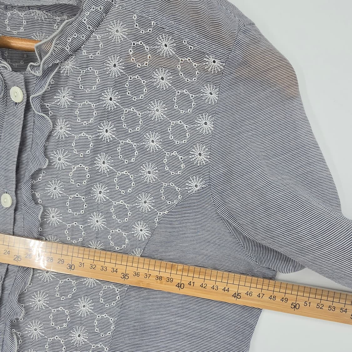 일본 빈티지 자수 블라우스 스트라이프 7부 상품이미지6