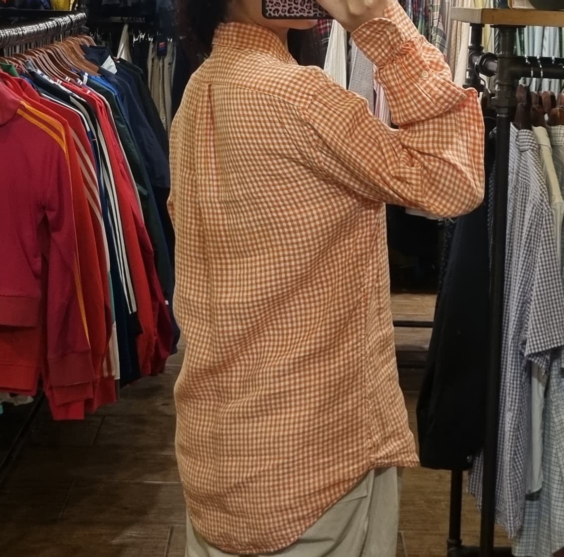 [Hi] polo 폴로 긴팔 체크셔츠 오렌지 상품이미지5