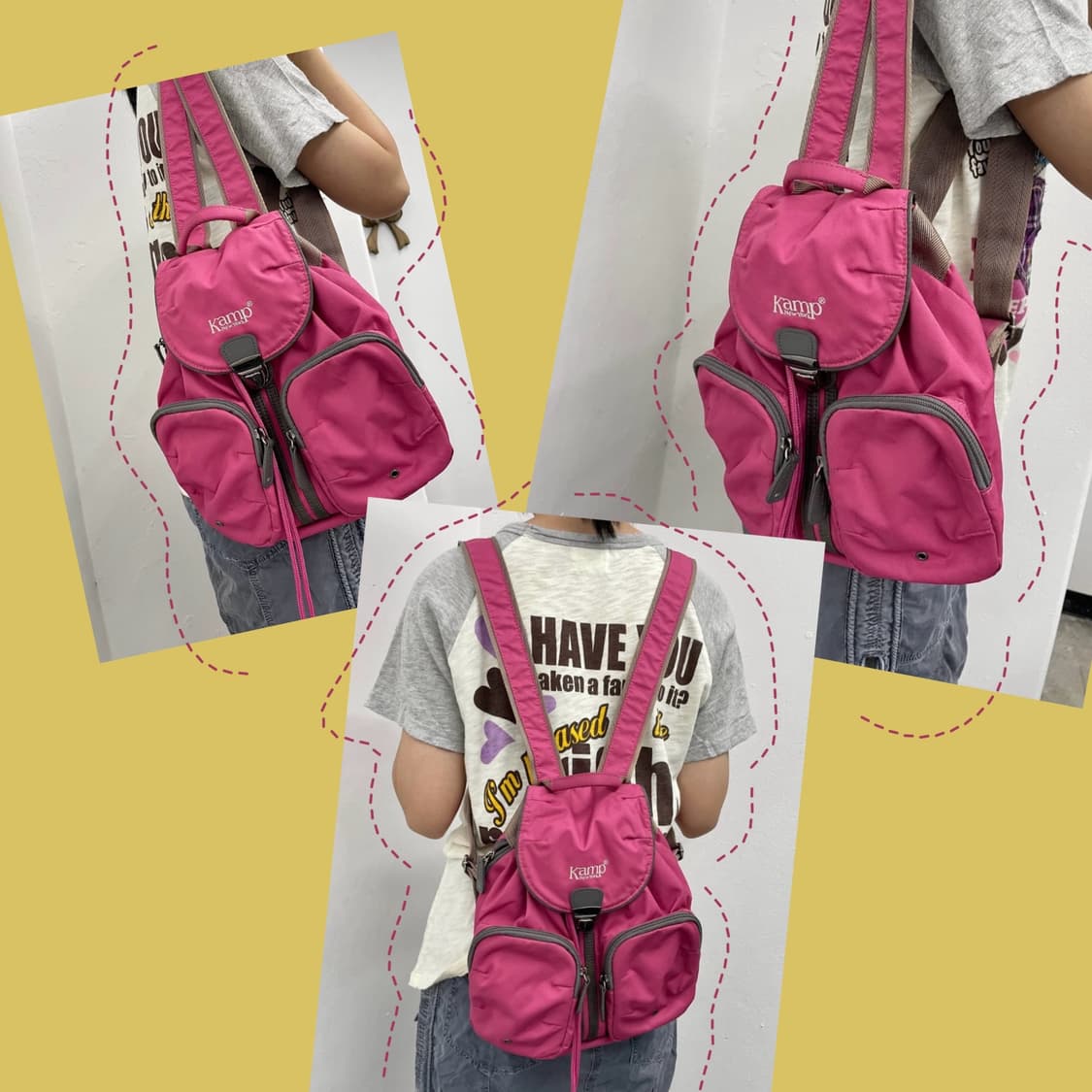 kamp 캠프 나일론 핑크 백팩 상품이미지3