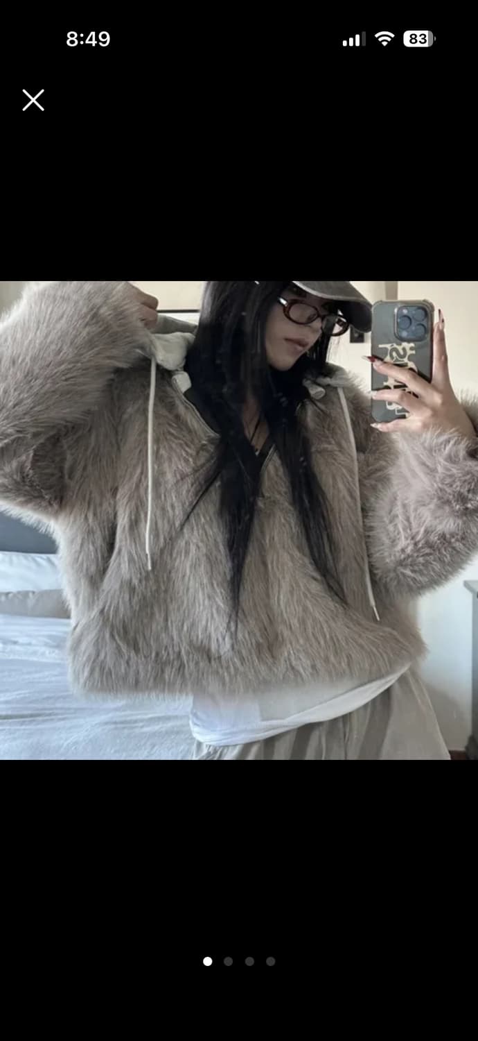 래퍼여친st룩 퍼 후드집업 자켓 상품이미지1