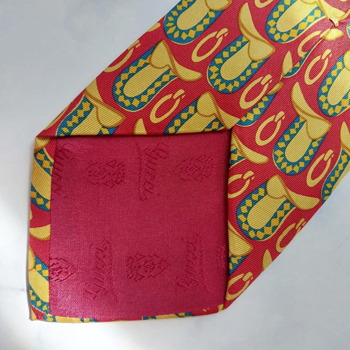 구찌 레드 승마 모티브 패턴 넥타이 9.2cm A+~A등급 K2469 상품이미지7