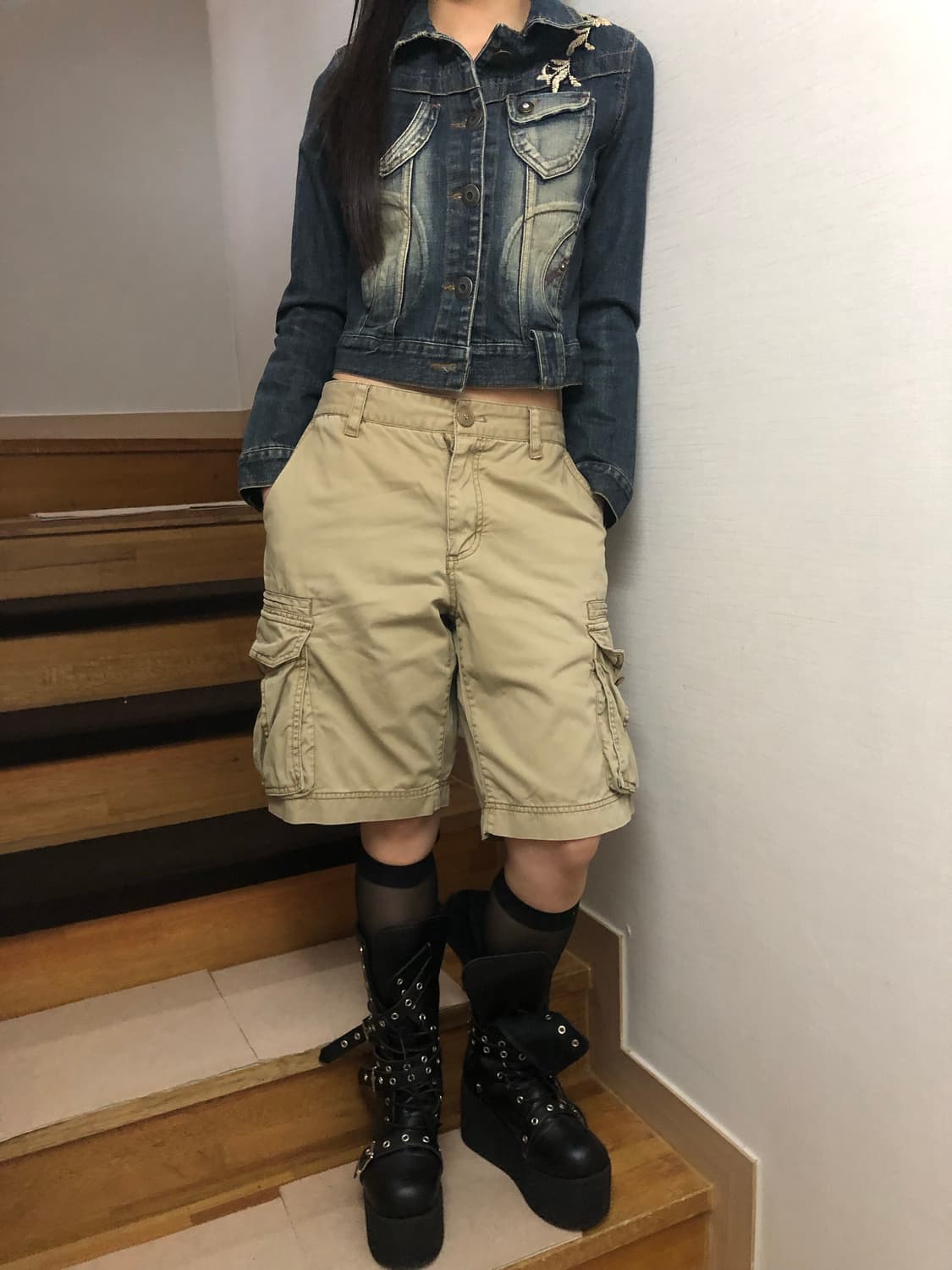 빈티지 오리엔탈 데님 워싱 크롭 자켓 상품이미지3