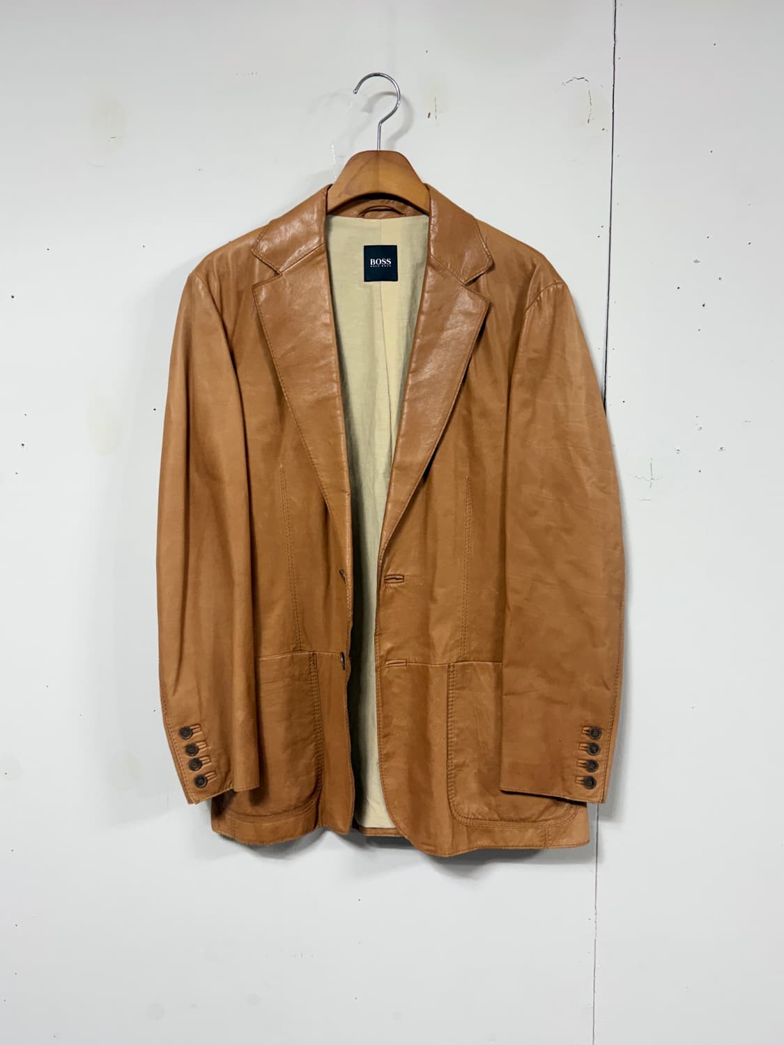 90s 휴고보스 레더 블레이저 상품이미지1