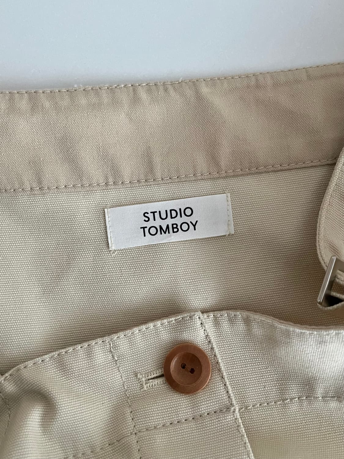 F) 스튜디오 톰보이 코튼 오버롤 팬츠 베이지 상품이미지6
