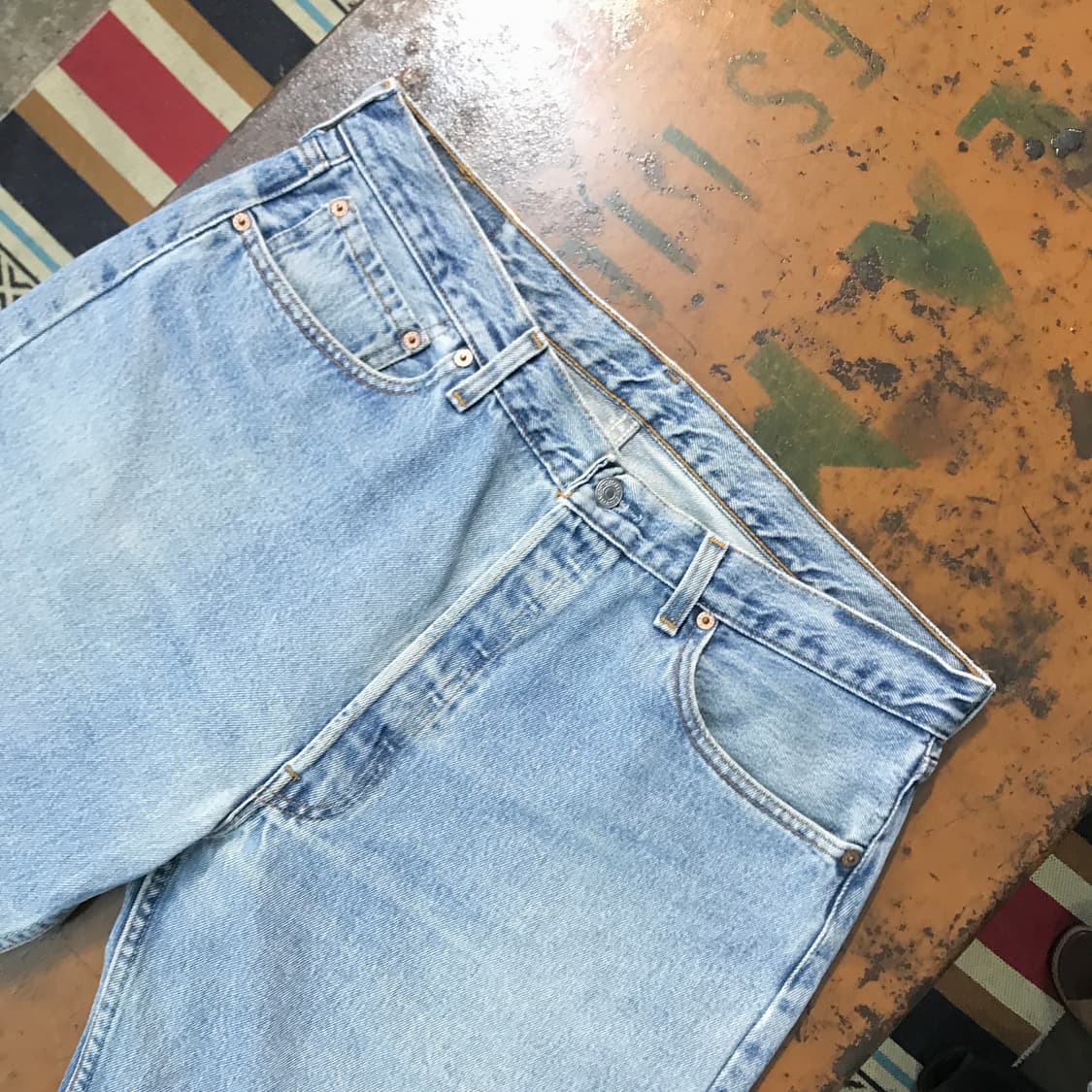 USA 리바이스 501 연청 데님 팬츠 허리 37  상품이미지4
