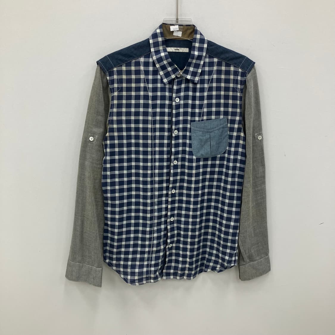 시스템 체크 패턴 데님 포켓 셔츠 95 상품이미지1