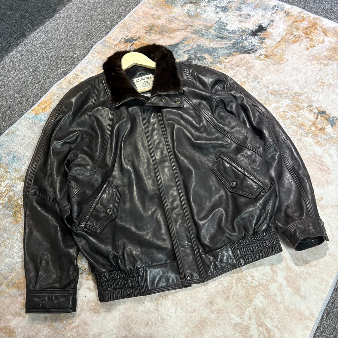 빈티지 밍크퍼 양가죽 레더 자켓 상품이미지1