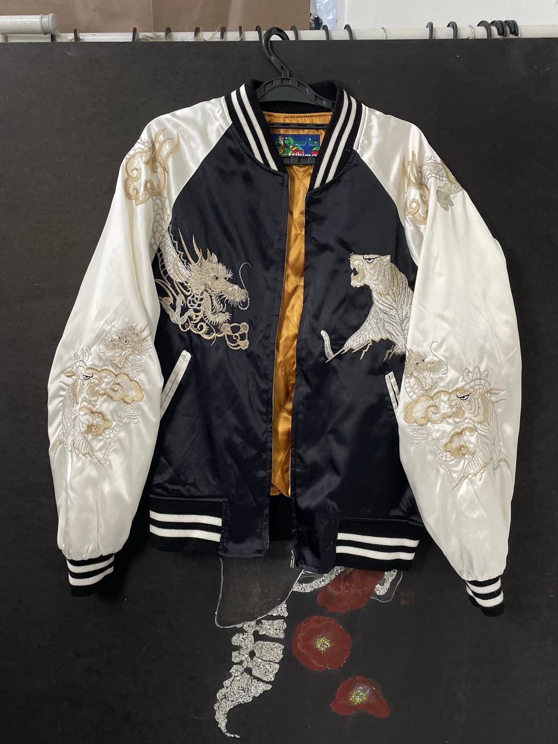 호시히메 수니베어 사틴 용 호랑이 스카잔 오리엔탈 자수 스카잔 M 상품이미지6