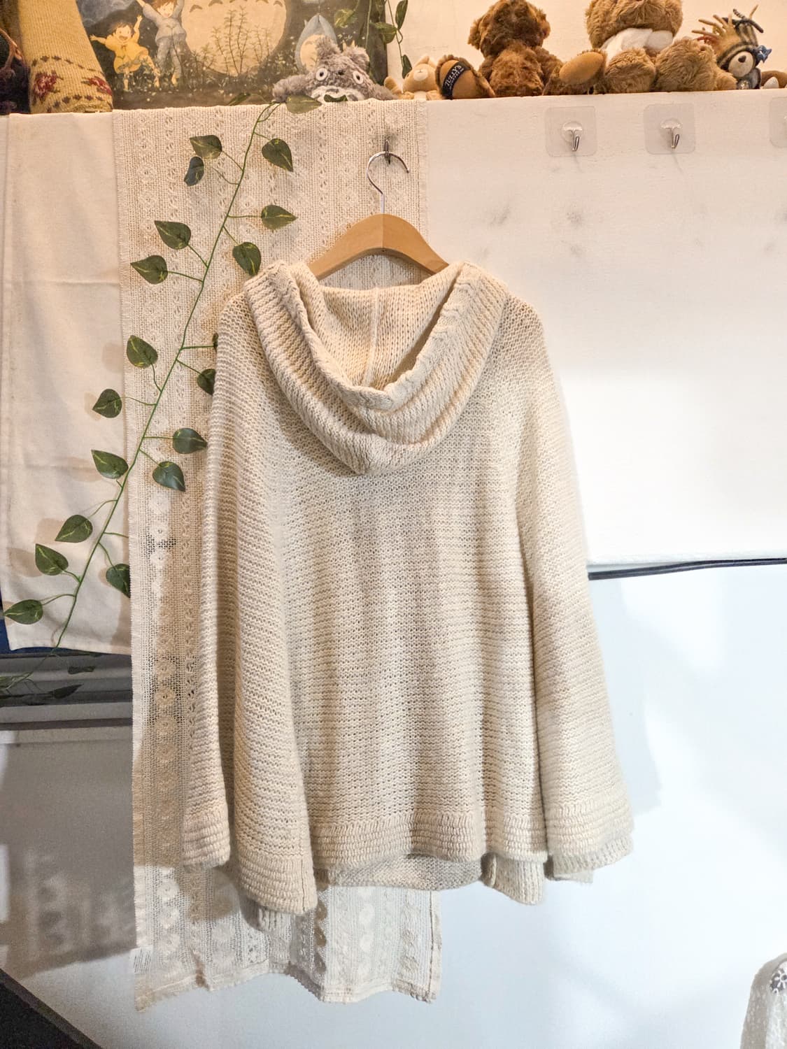 토글 버튼 케이프 후드 가디건 상품이미지4