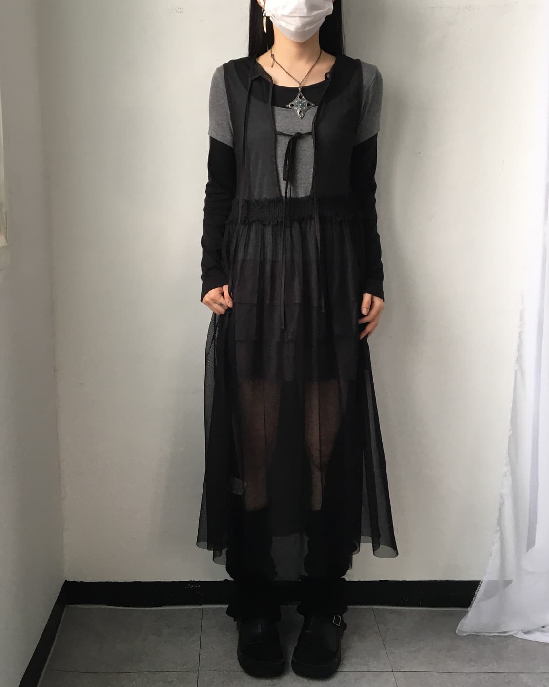 See through sleeveless mesh onepiece 상품이미지6