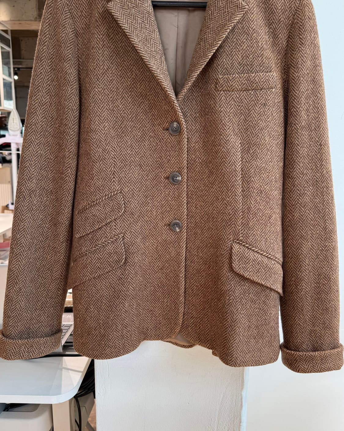 폴로 랄프로렌 브라운 헤링본 울 블렌드 3b 블레이저 자켓  상품이미지6