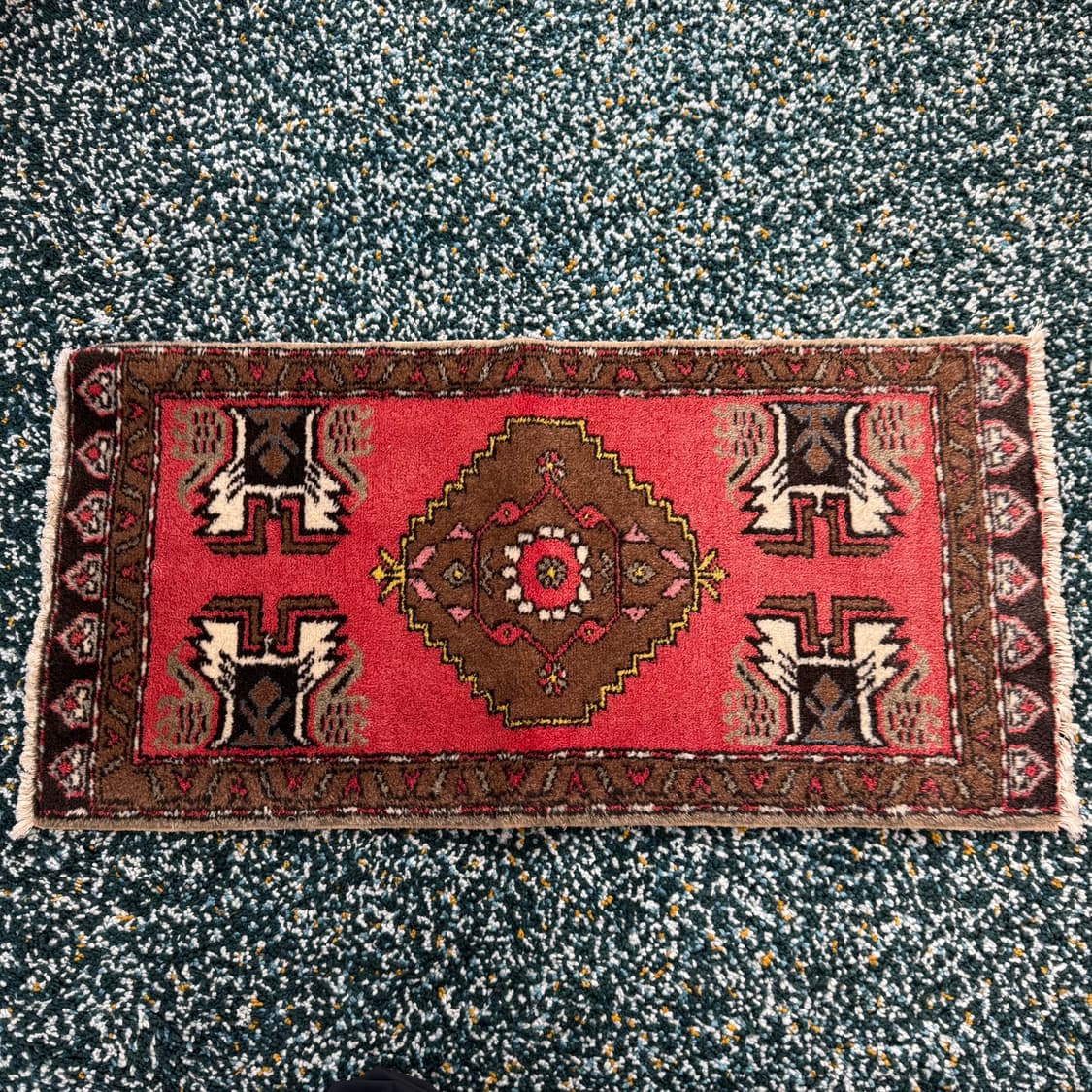 선셋 레드 텍스타일 빈티지 핸드 메이드 러그 상품이미지3