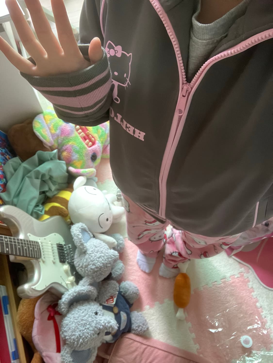 헬로키티 져지 회색 핑크 귀여워요 !!!! ∩^ω^∩ 상품이미지1