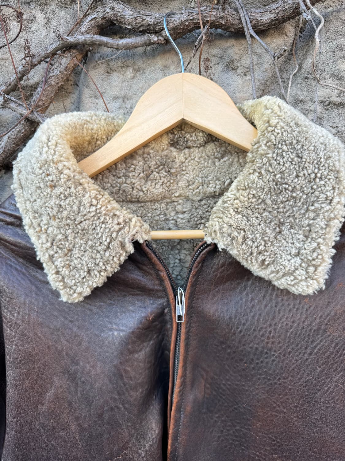 80~90s 국내생산 양가죽 스웨이드 쉐르파 자켓 상품이미지4