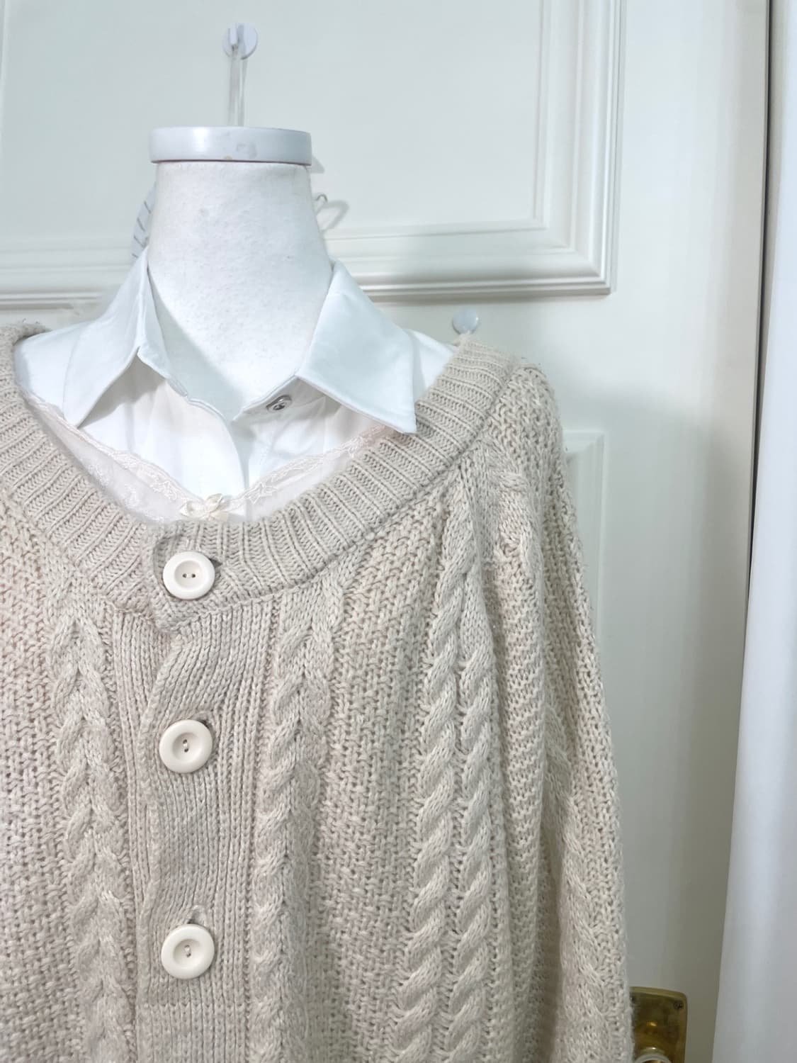 pink ivory twist loose cardigan(size-38) 상품이미지7