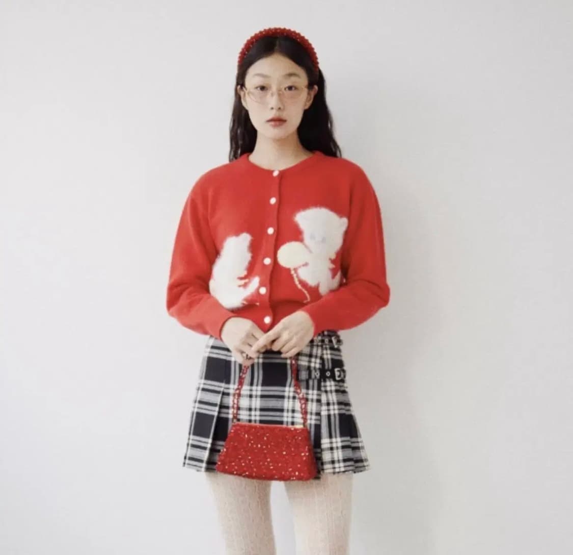 졸리레이드 캐시 가디건 새상품 레드 상품이미지2