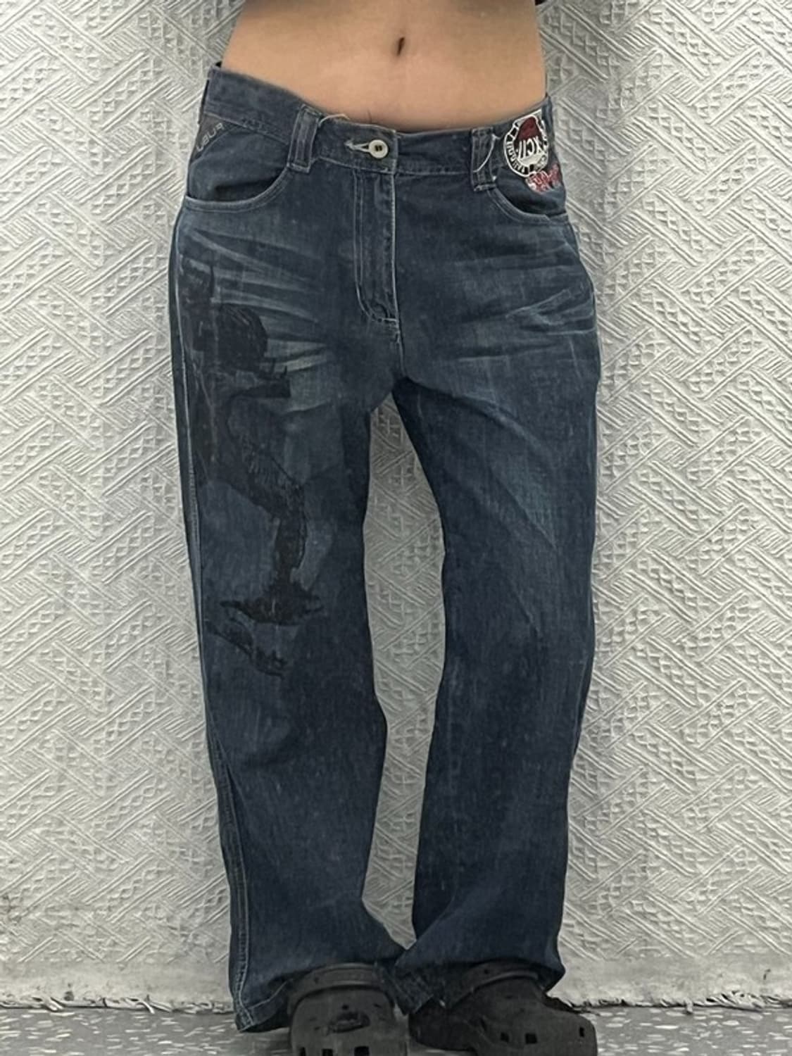 푸부 일본풍 올드스쿨 프린팅 데님 팬츠 31인치 C06469 상품이미지3