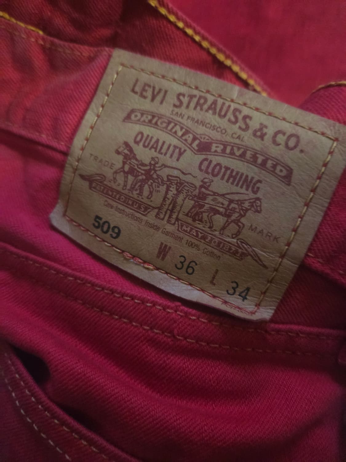 리바이스 509 레드스트레이트 진 데님 팬츠 W36 L34 상품이미지3