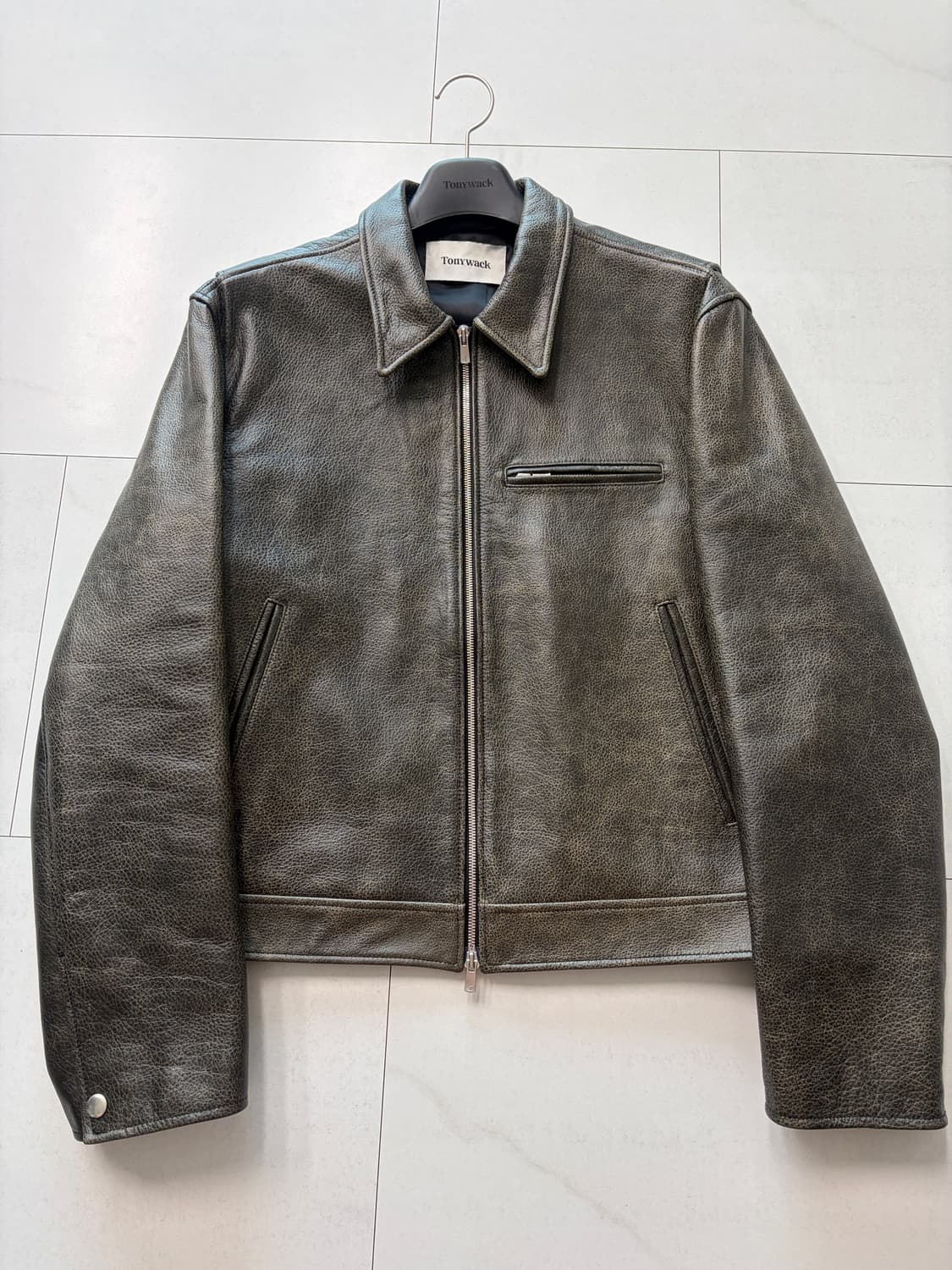 토니웩 레더 체스트 집 자켓 트리트먼트 블랙 XL 상품이미지1