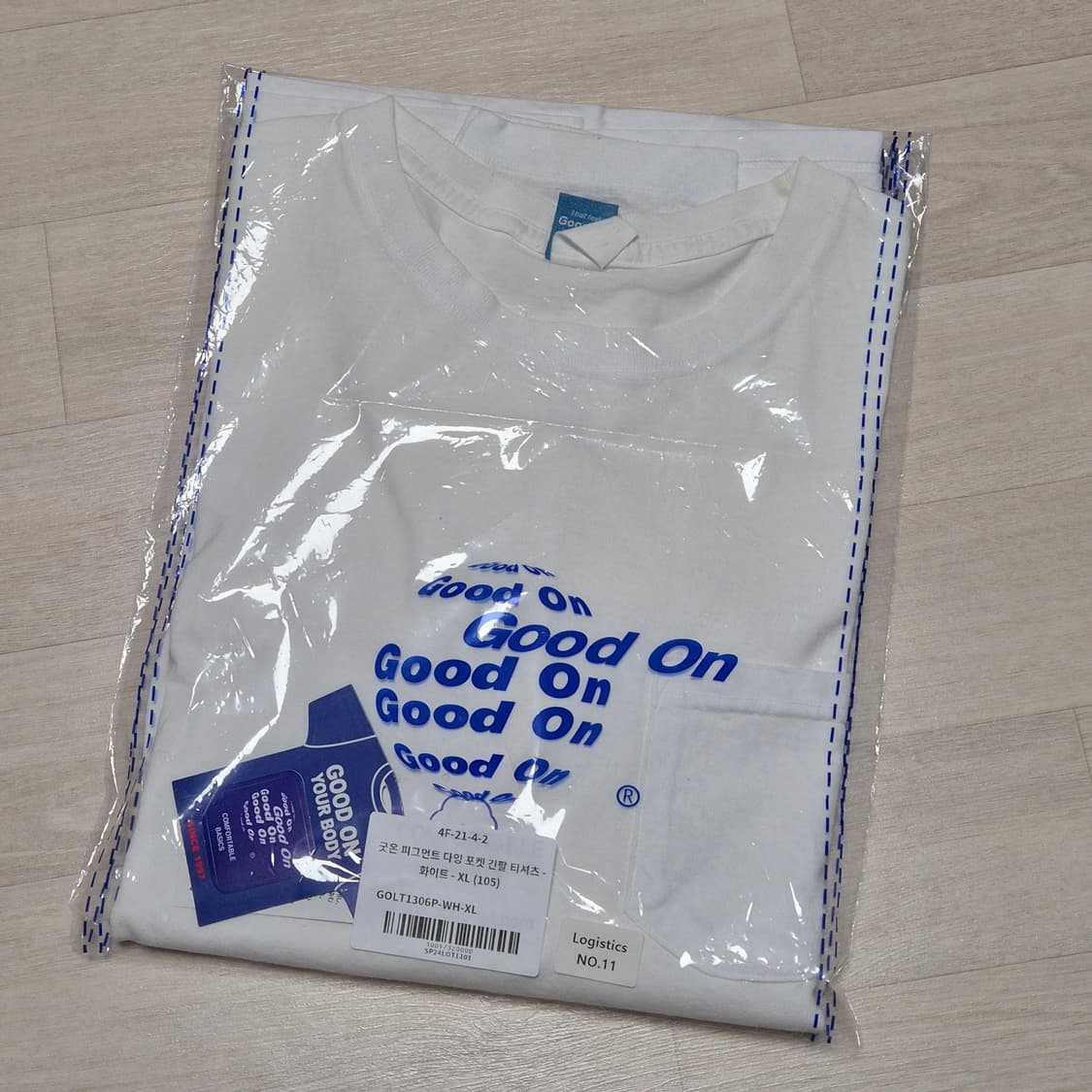 굿온 포켓 롱슬리브 화이트xl 상품이미지2