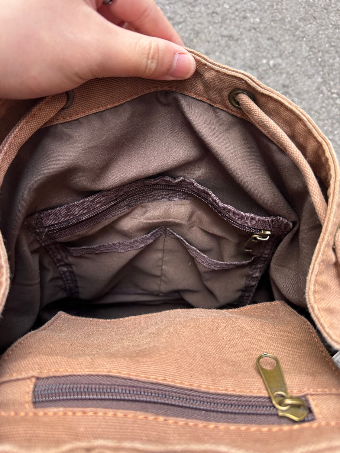 빈티지 레더 디테일 캔버스 백팩  상품이미지7