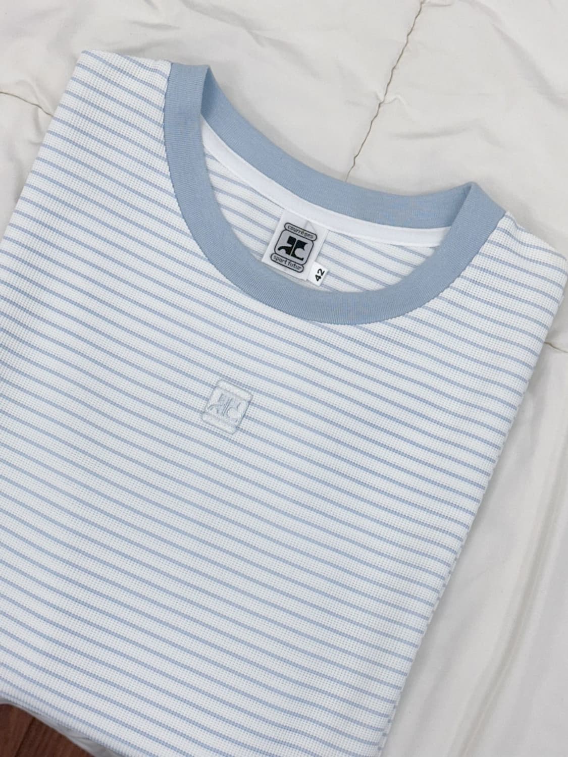 courreges / 꾸레쥬 스카이블루 스트라이프 링거 티셔츠  상품이미지1