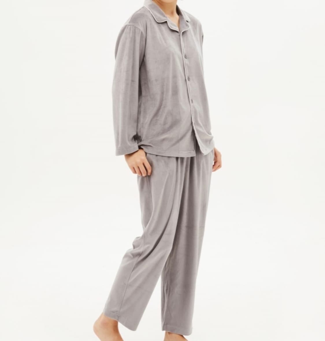 [새상품] L) 탑텐 벨로아 라운지웨어 잠옷 셋업 그레이 상품이미지2