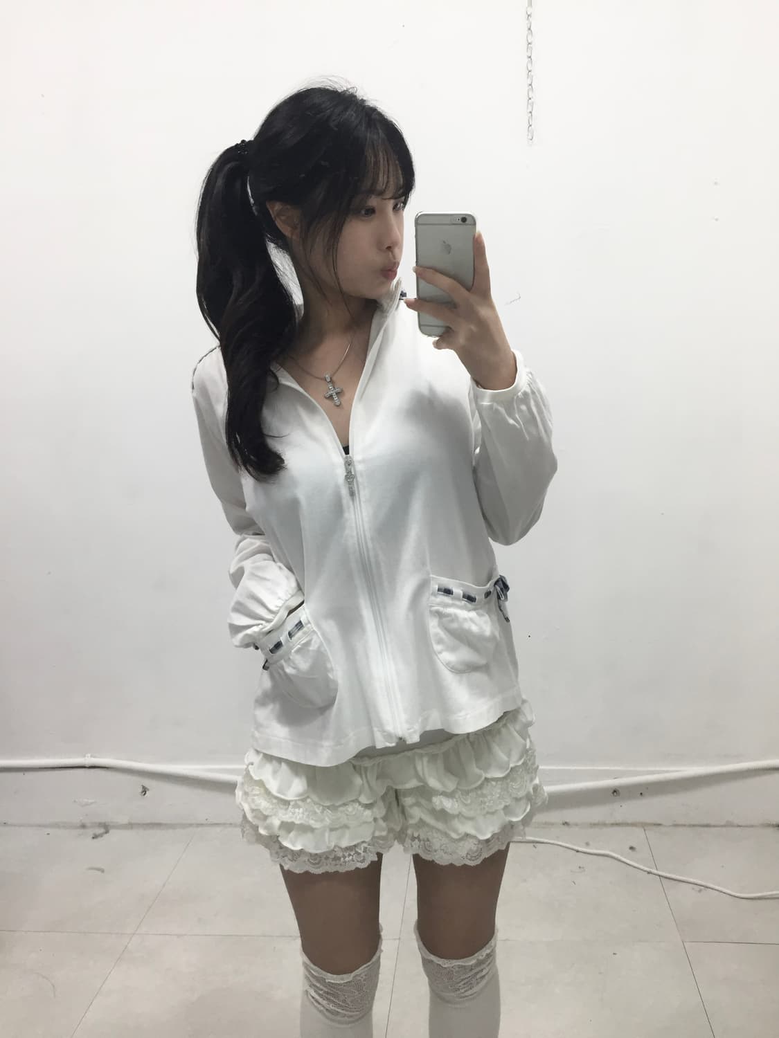 [POM PONETTE] 폼포넷 체크 리본 후드집업 상품이미지1